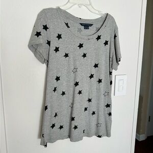 French Connection Gray and Black Sequin Framed star tee, S
